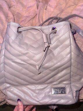 Bella Russo Silver Bucket Bag Mini Backpack New